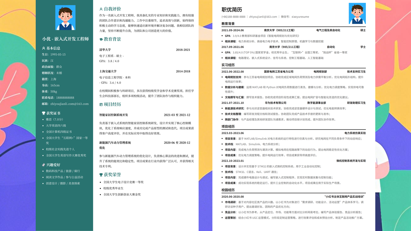 通信工程专业毕业生简历模版（精选极简模版572款）