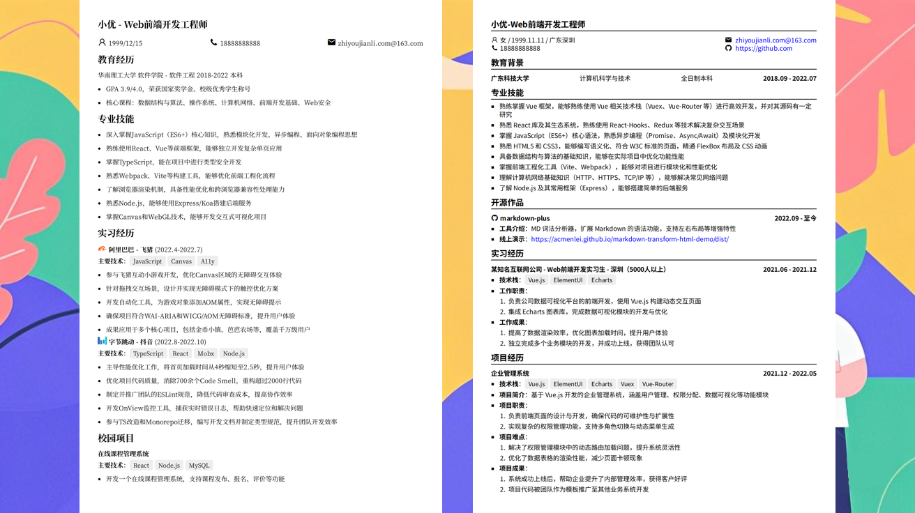 软件测试简历项目模版（精选极简模版676款）
