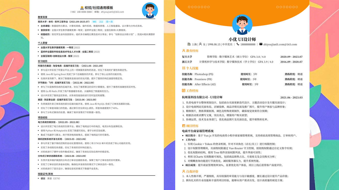 电子学院的简历模版（精选极简模版991款）