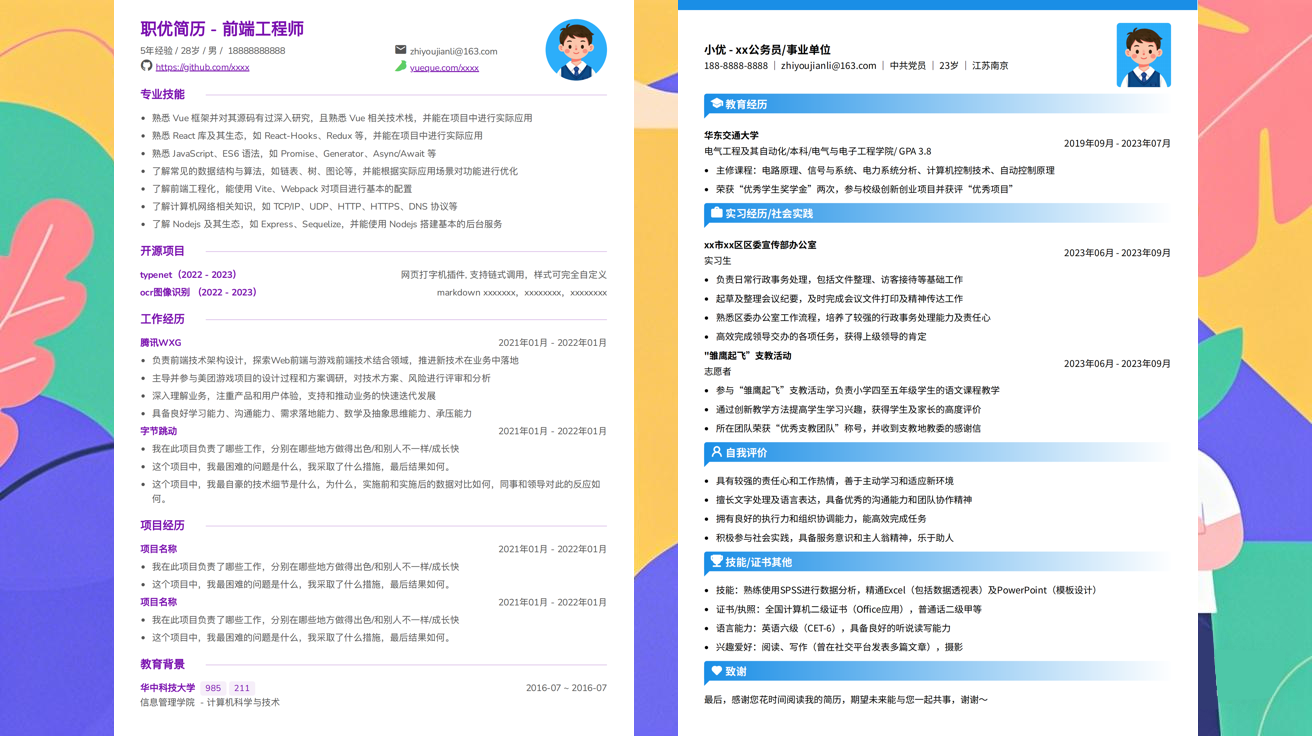 通信工简历模版（精选极简模版787款）