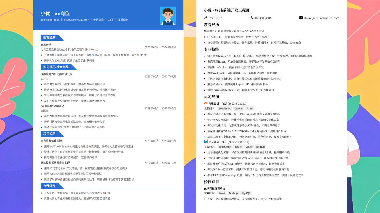 电子版餐饮管理者简历模版（精选极简模版459款）
