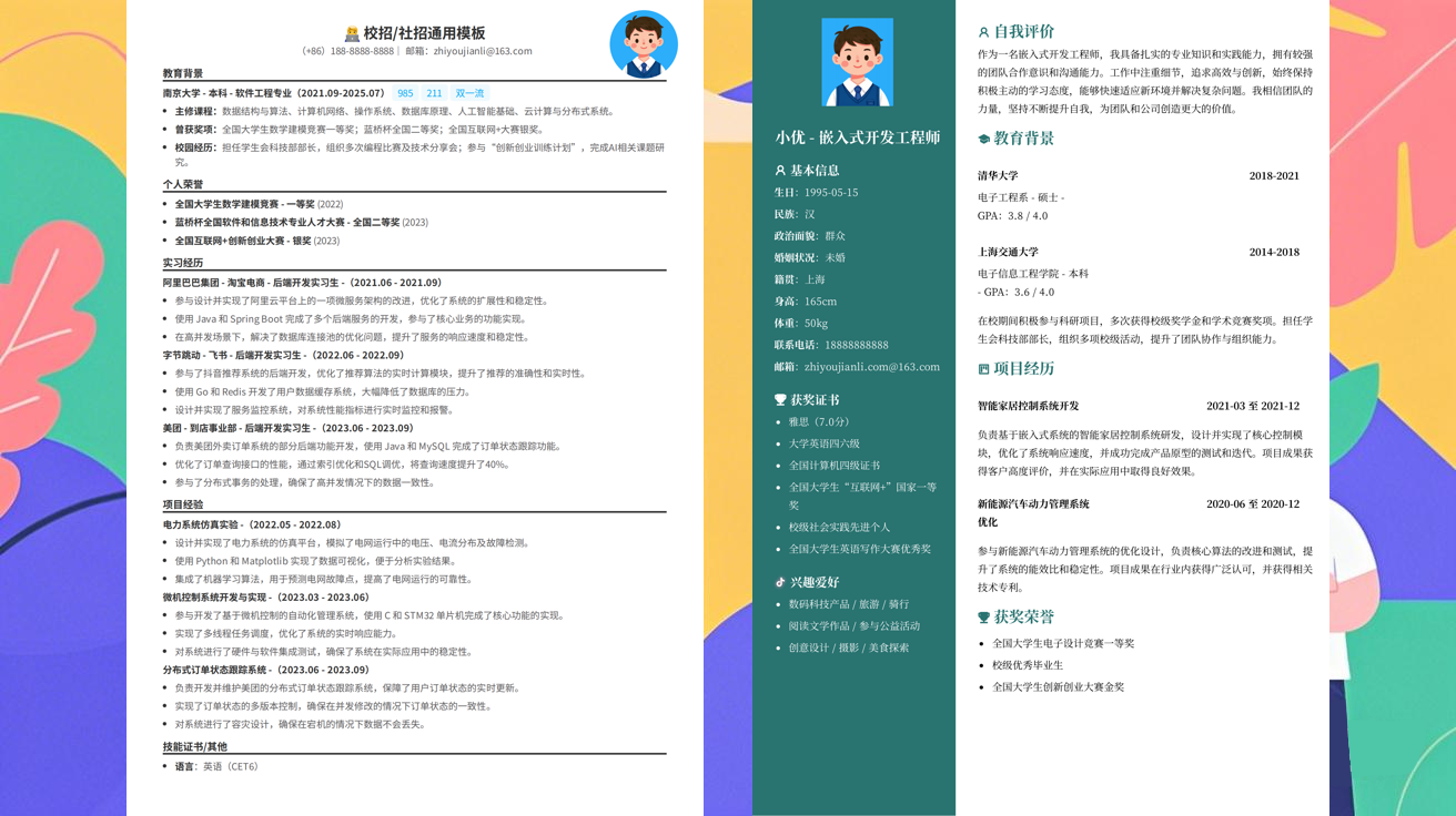 java工程师的简历模版（精选极简模版310款）