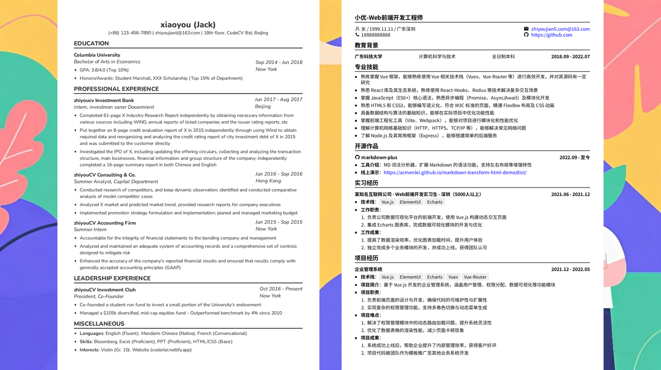 u3d游戏开发职位简历模版（精选极简模版269款）