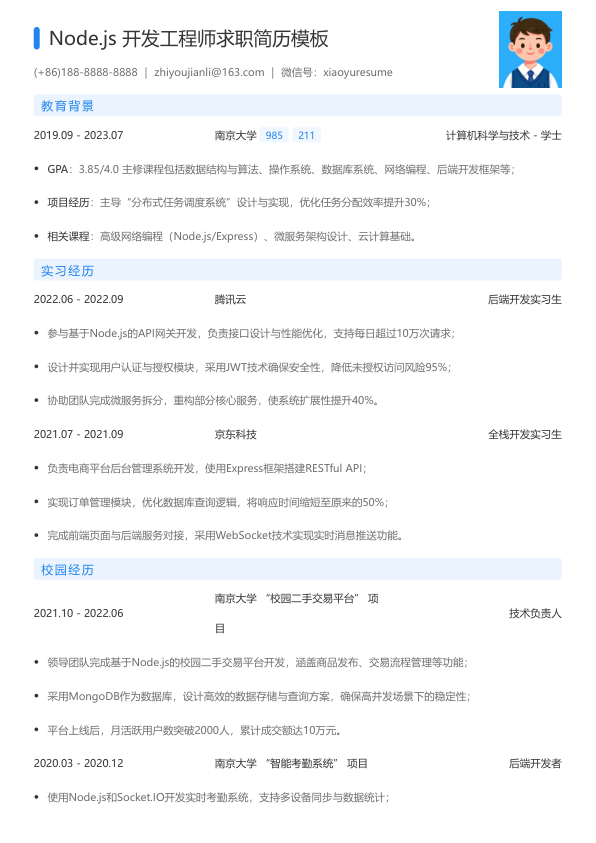 nodejs求职简历模板简历模板