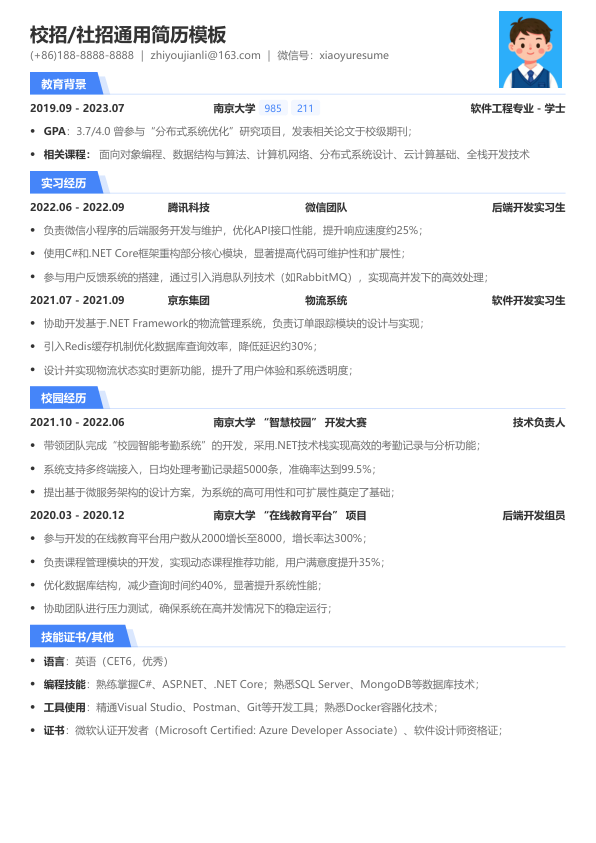 net编程简历模板简历模板